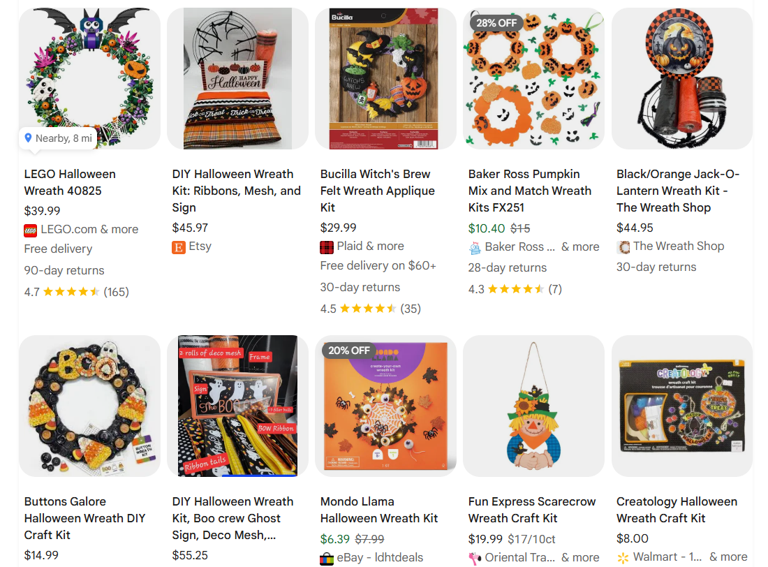 DIY wreath and craft kits examples