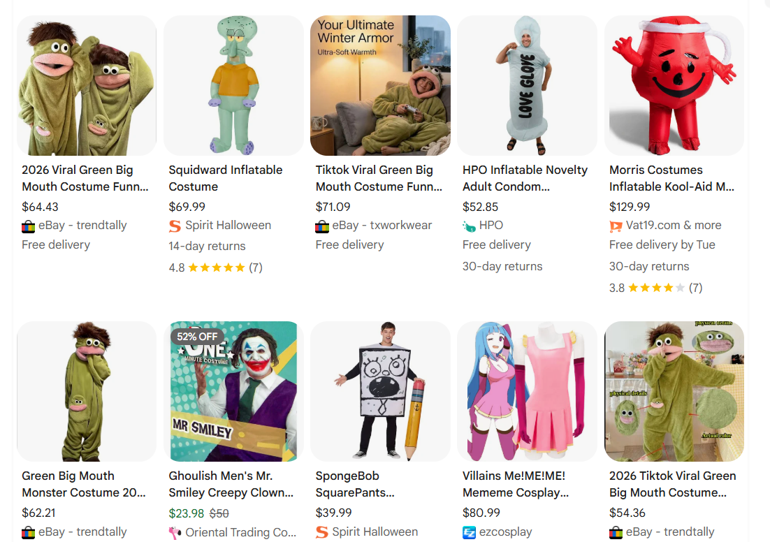 Viral pop-culture and meme costumes examples