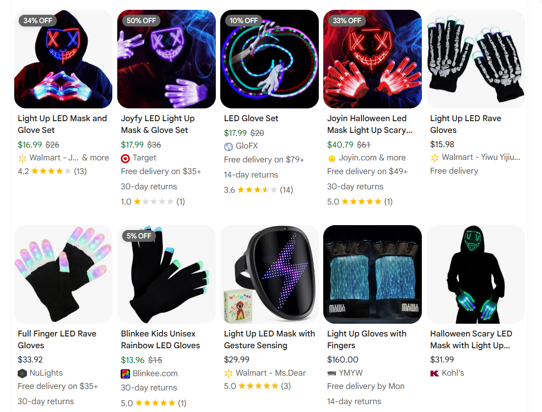 LED and light-up accessories examples