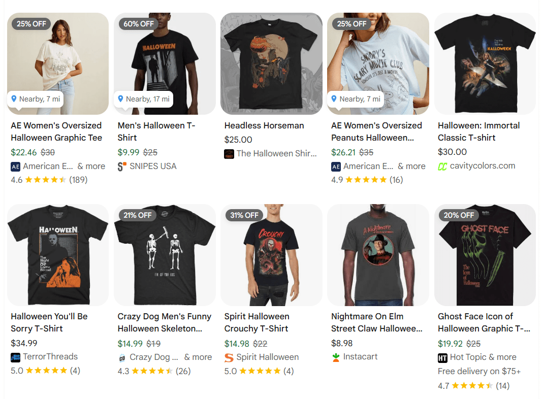 Halloween T-shirts examples