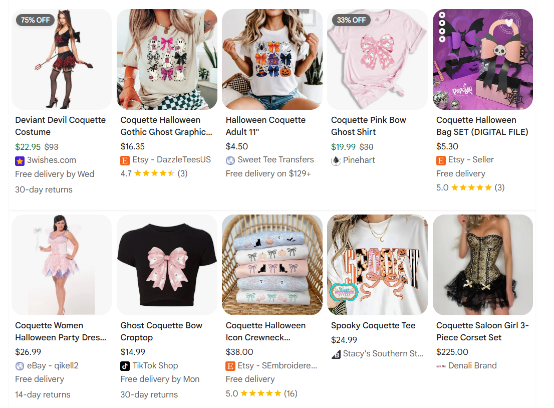 Girly and feminine ghost aesthetic design examples