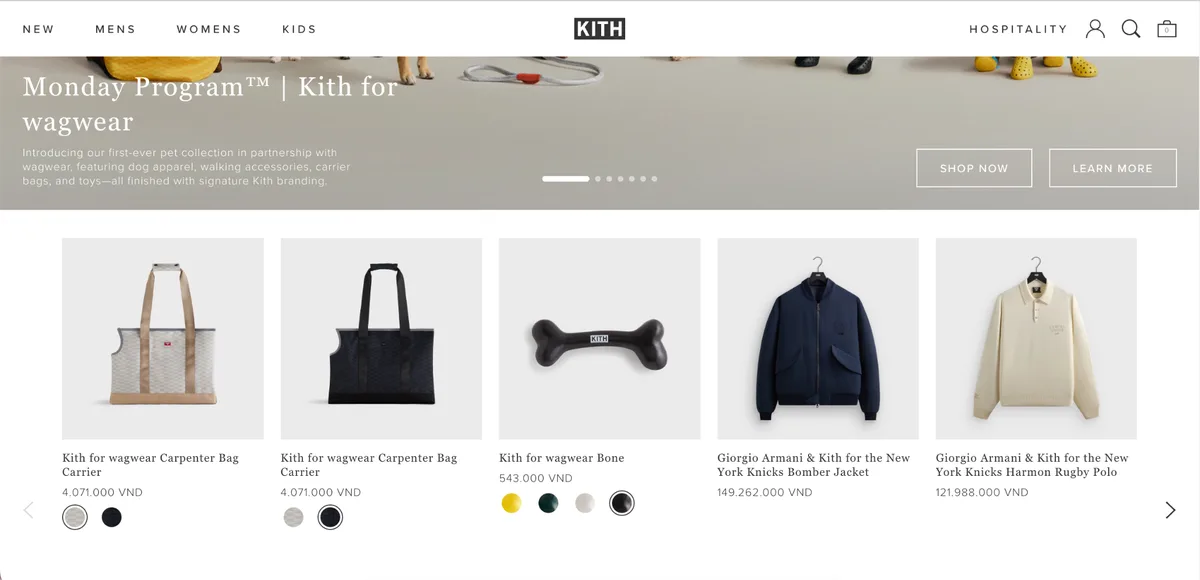 Kith homepage