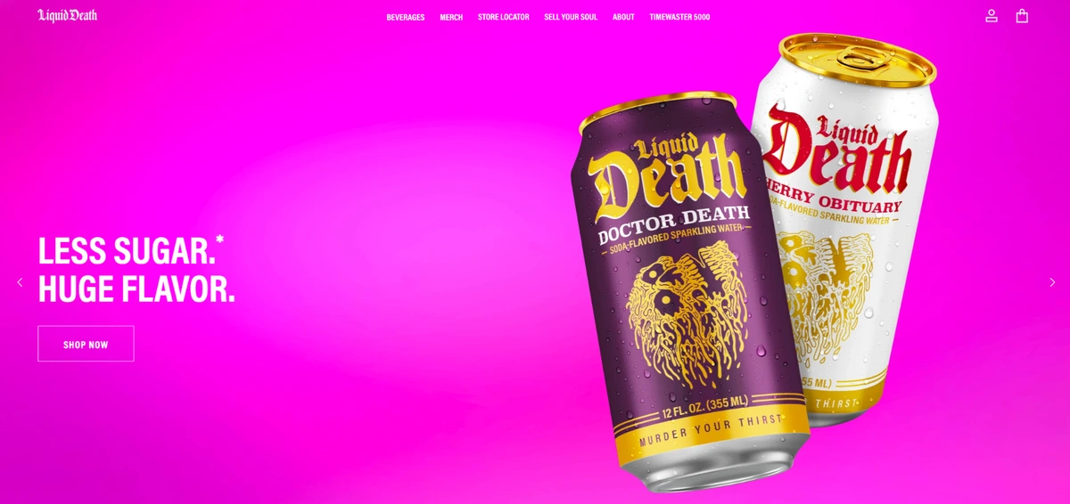 Liquid death homepage