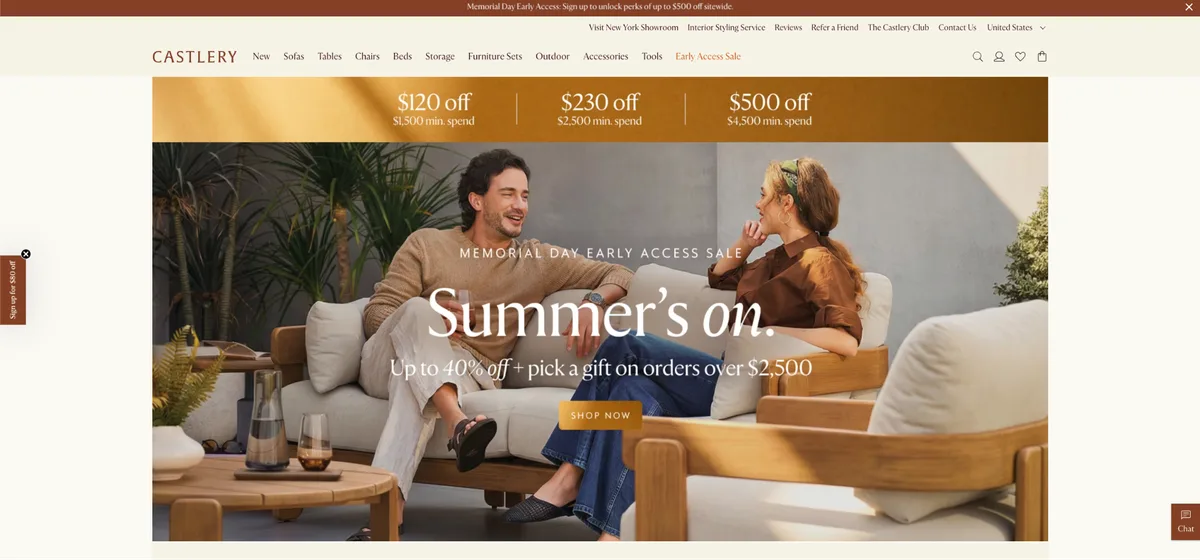 Castlery homepage