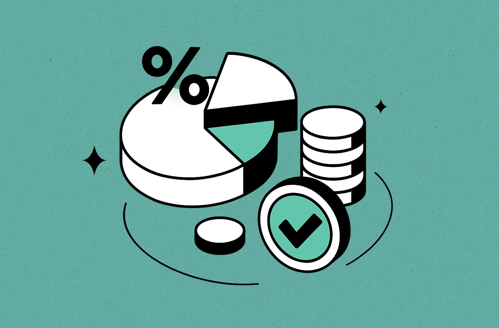 Pie chart and coins illustrating what is a good net profit margin with benchmarks - by TrueProfit