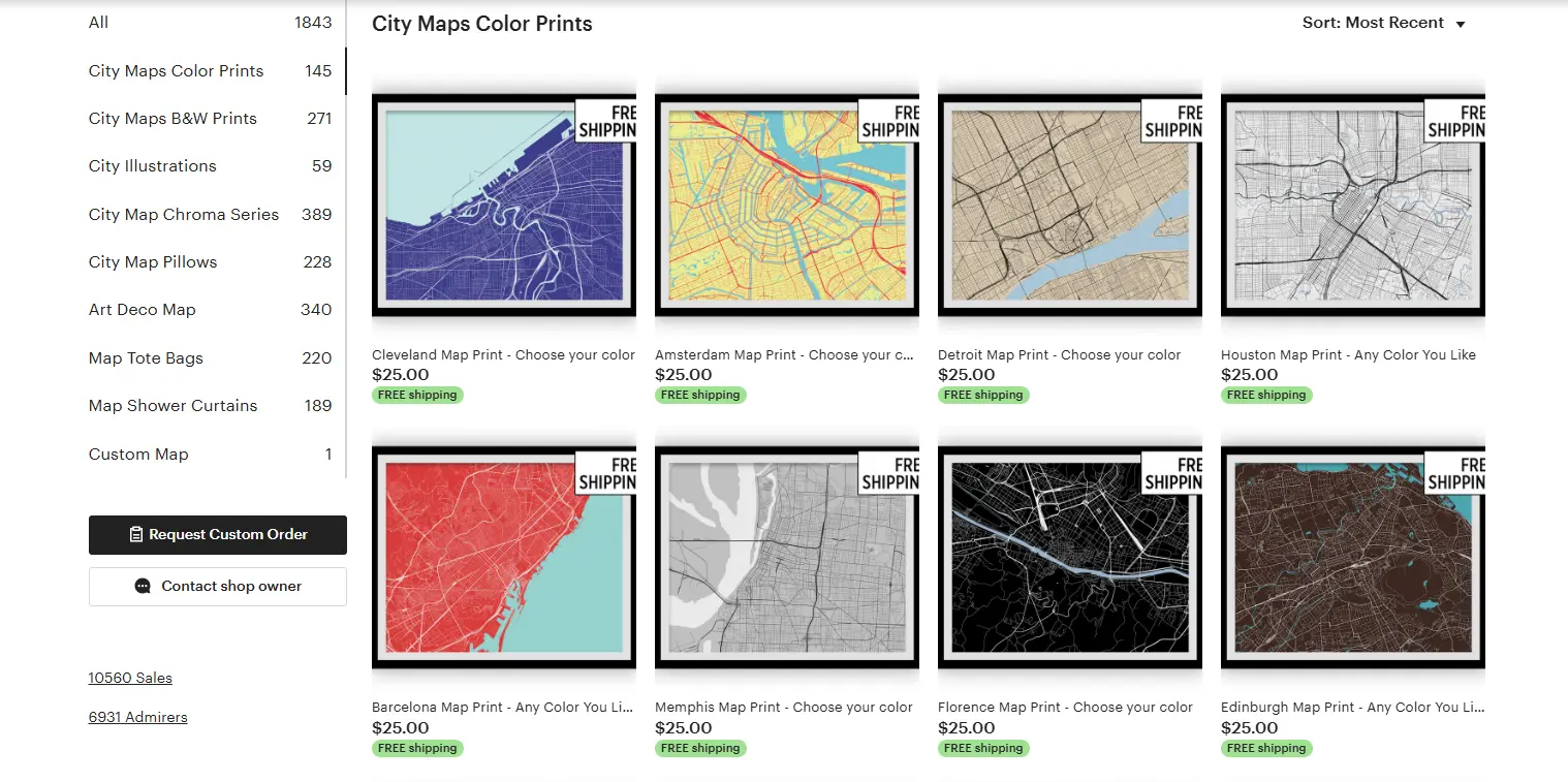 i like maps print product example