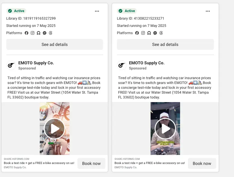 a screenshot of meta ads library