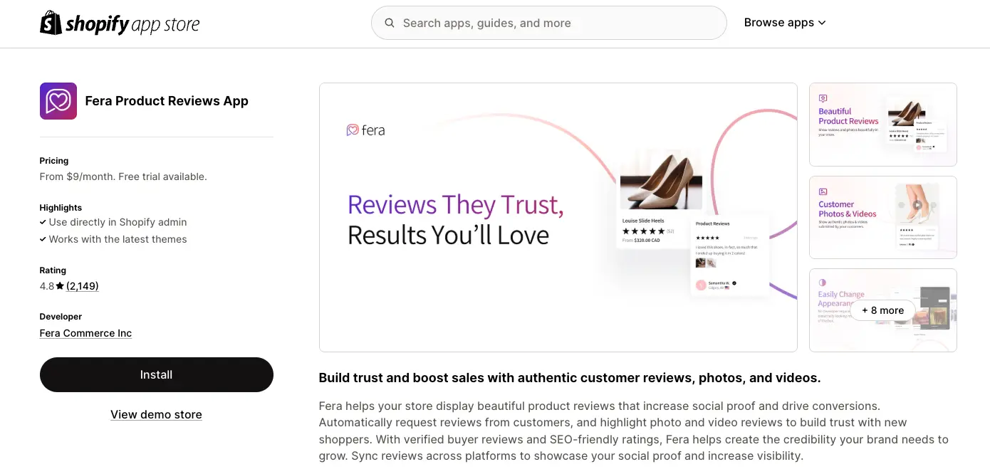 a screenshot of Fera's app listing