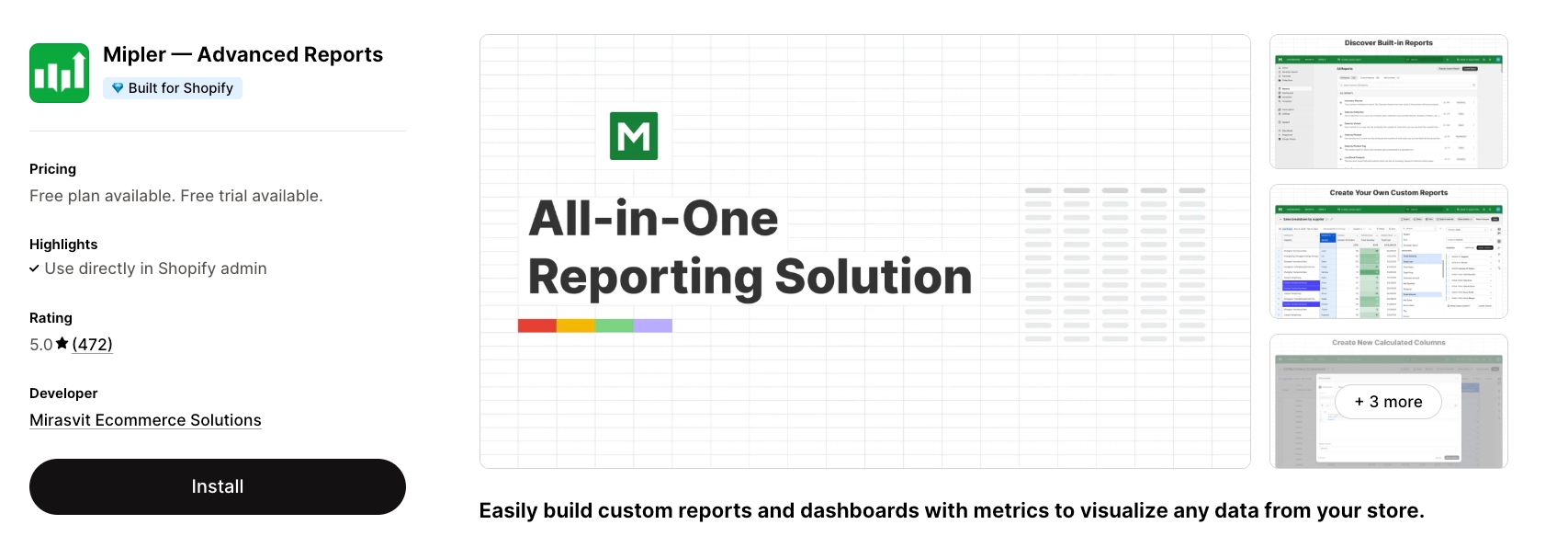 mipler advanced report - shopify analytics app