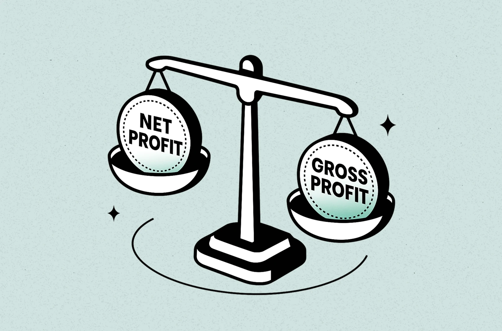 Scale weighing net profit and gross profit for gross profit vs net profit explained with examples - by TrueProfit