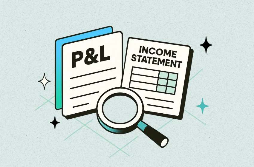 Magnifying glass over P&L and income statement documents for P&L vs income statement what’s the real difference - by TrueProfit