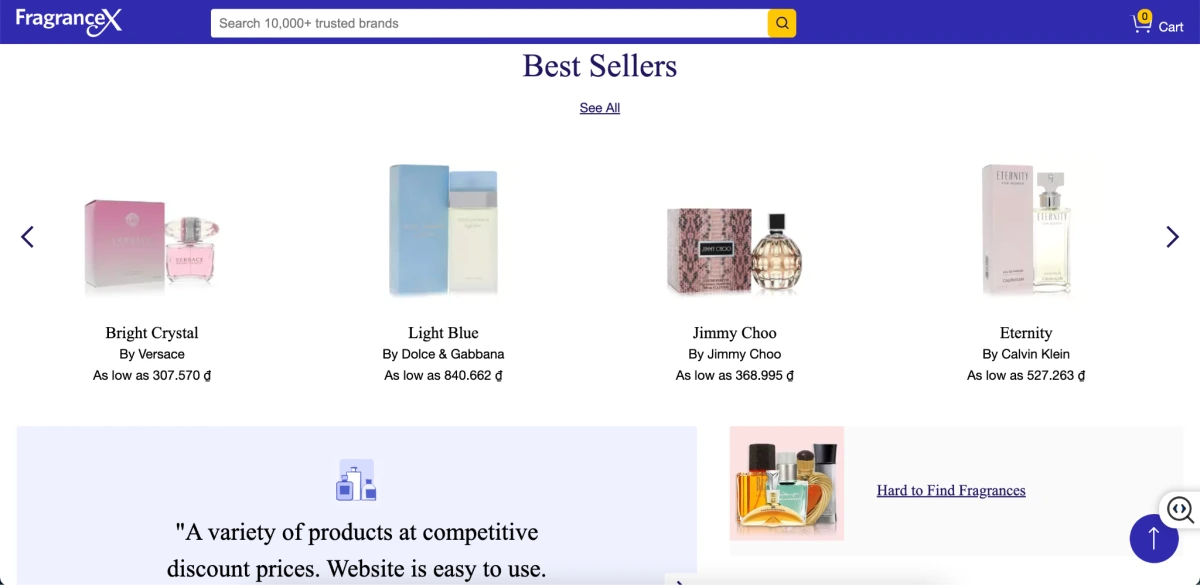 FragranceX homepage