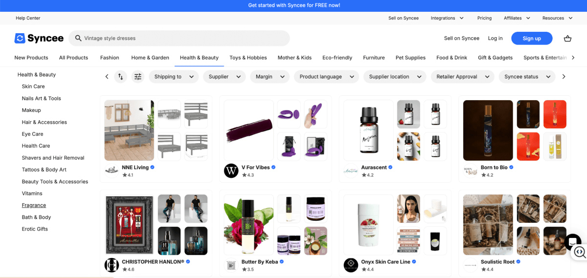 Syncee homepage
