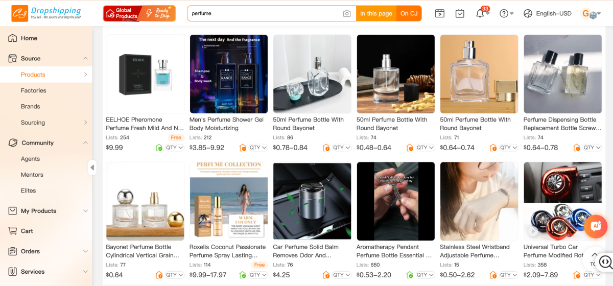 CJdropshipping homepage
