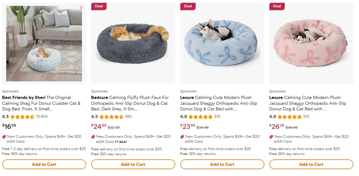 pet supplies and accessories product pages