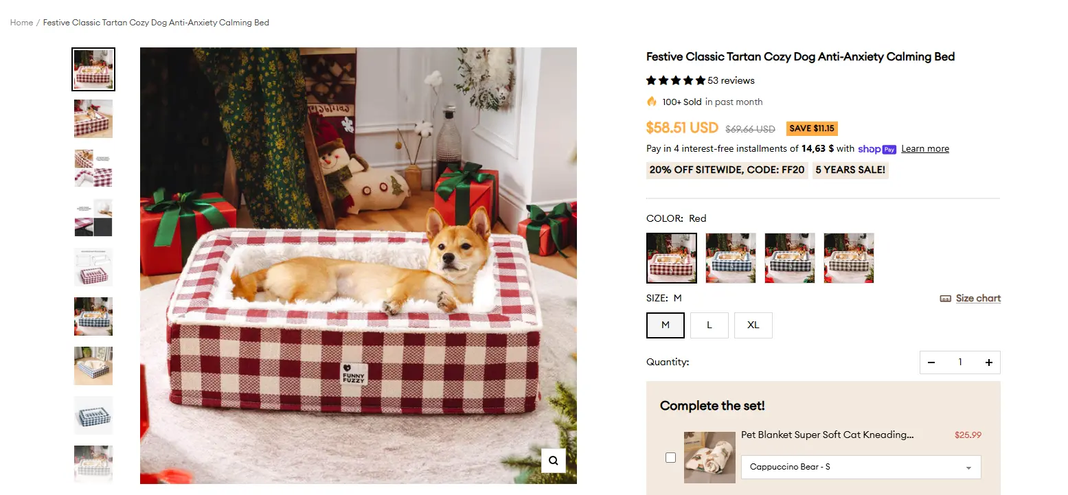 pet bed product page