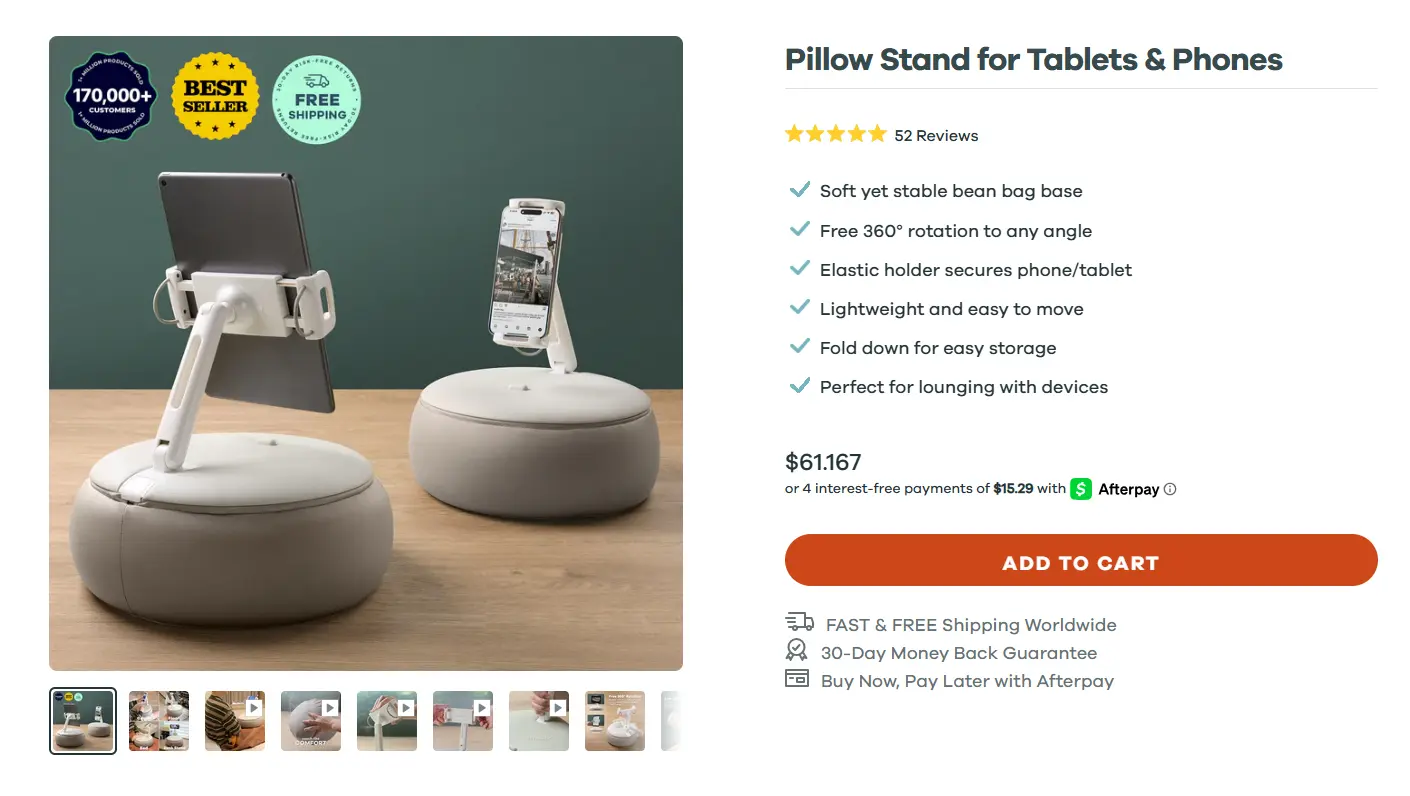 pillow stand product page