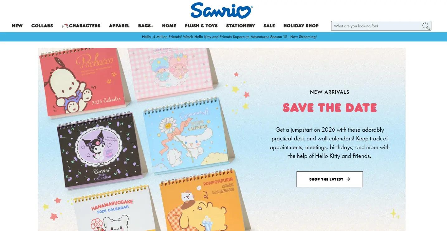 Sanrio - an example of POD store using Shopify
