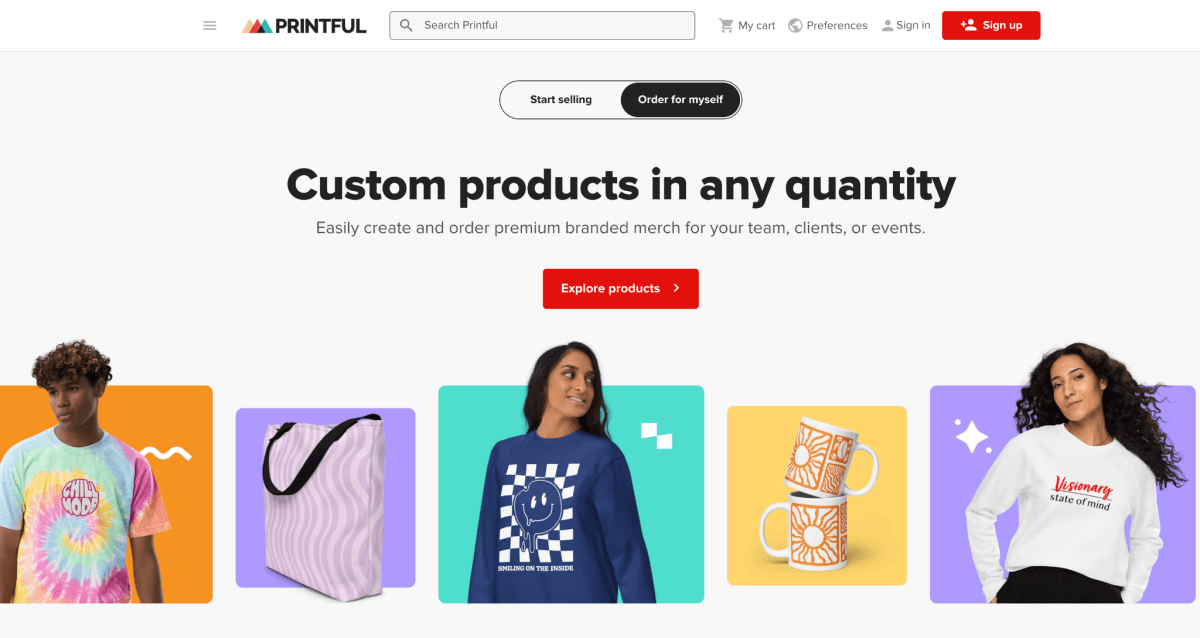 Printful homepage