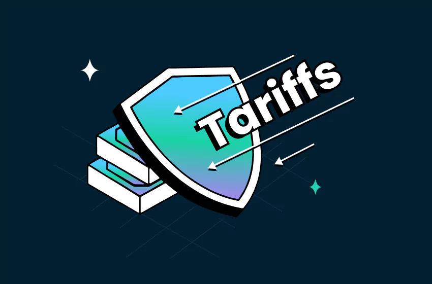 Shield protecting boxes labeled tariffs for ways to protect profit from tariffs - by TrueProfit