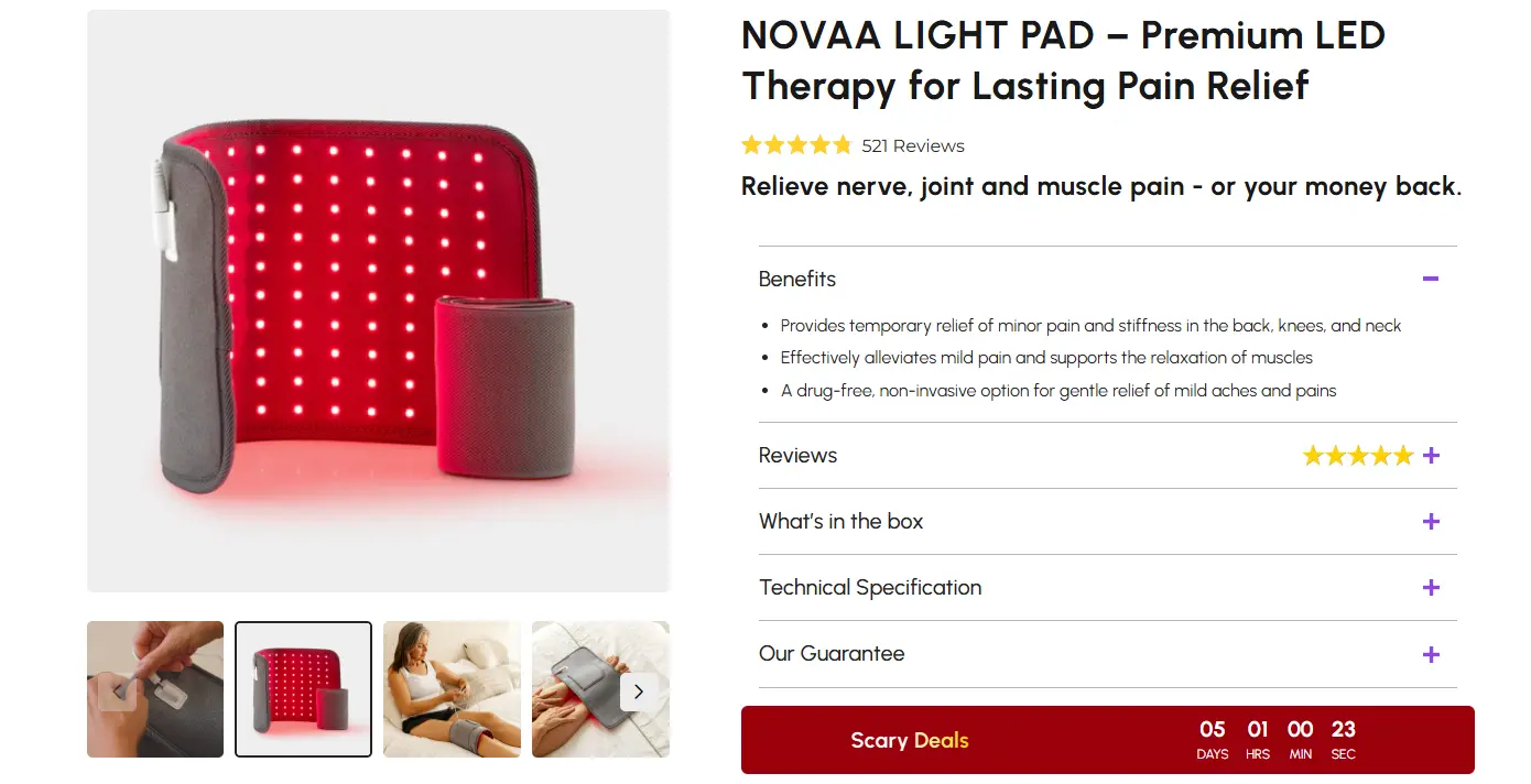 red light therapy belt product page