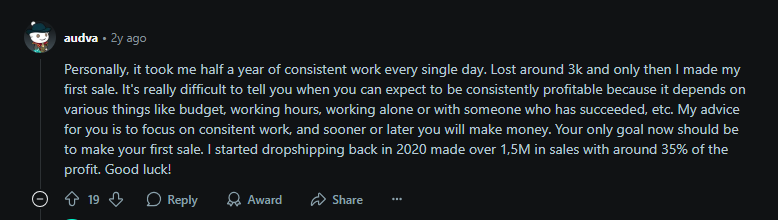 Dropshipping success rate in reality