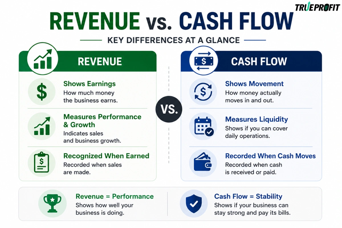 Revenue vs Cash Flow Comparision