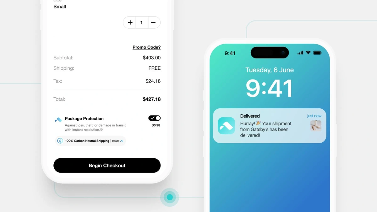 Route package protection add-on at checkout