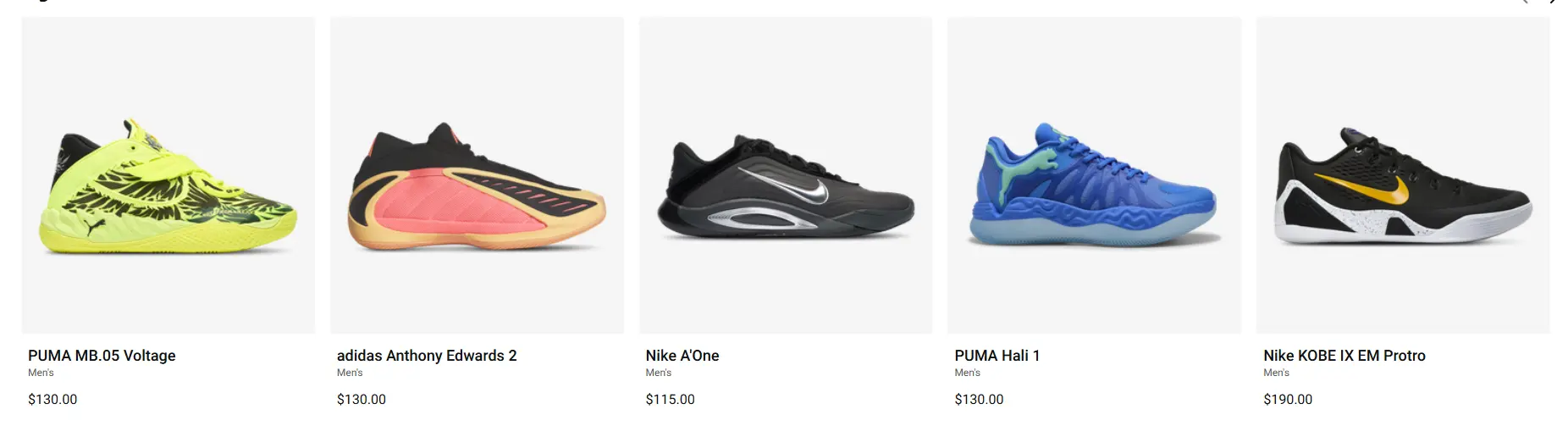 shoes product pages