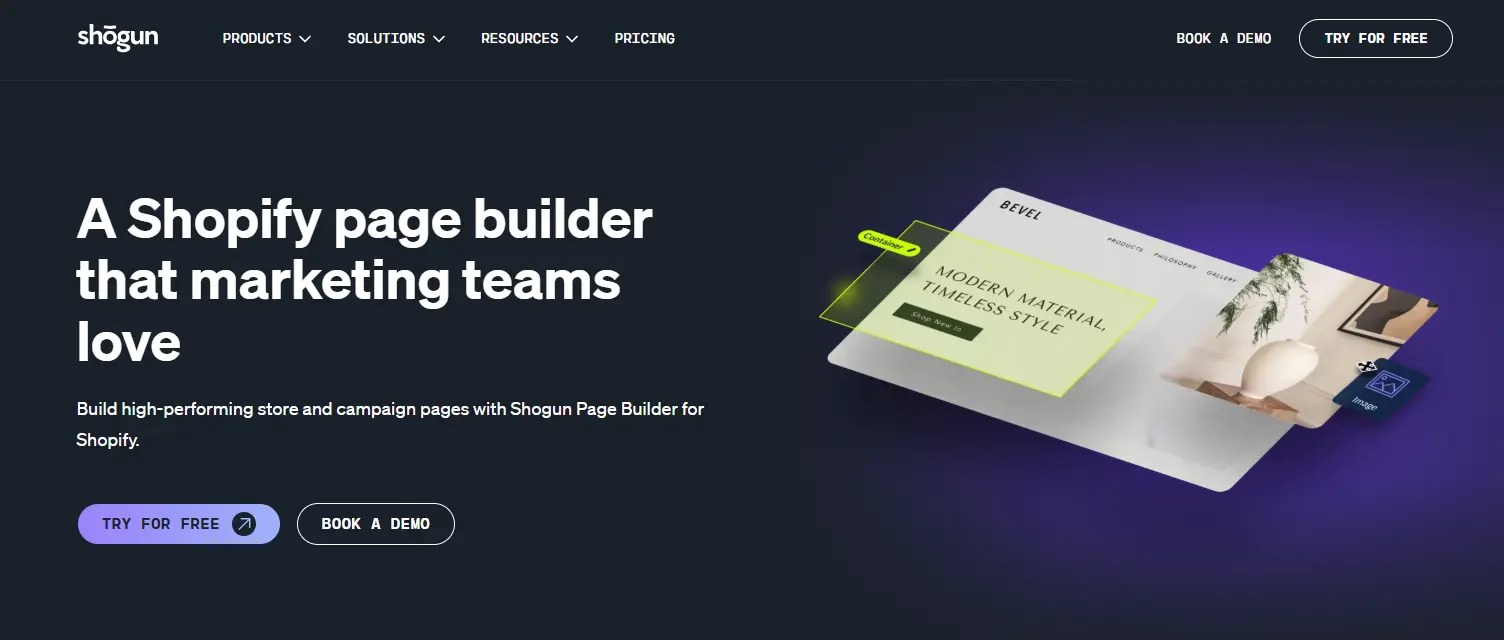 shogun page builder website
