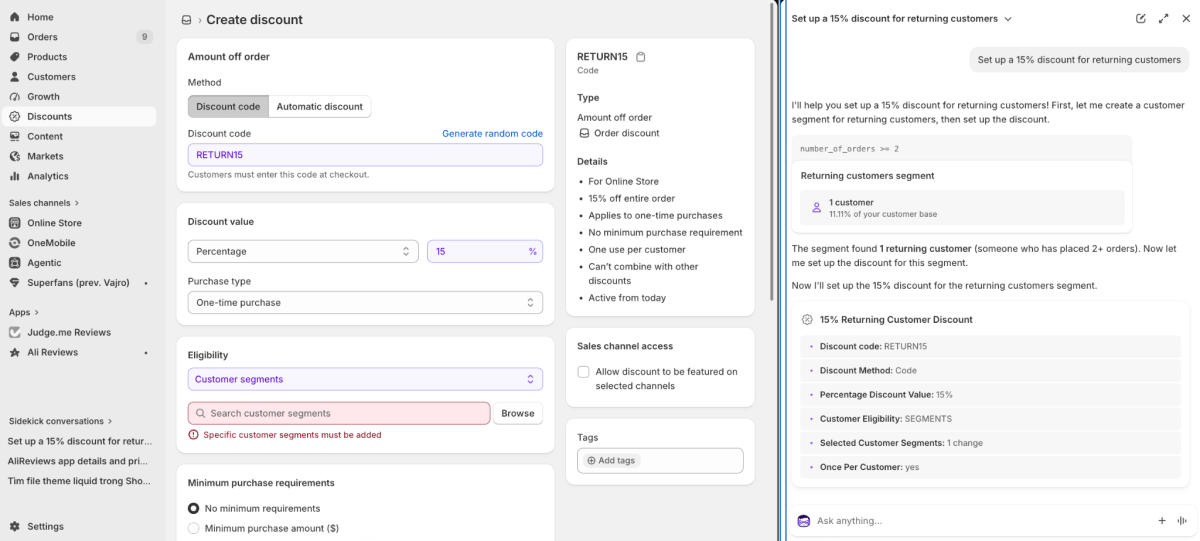 Sidekick interactive UI
