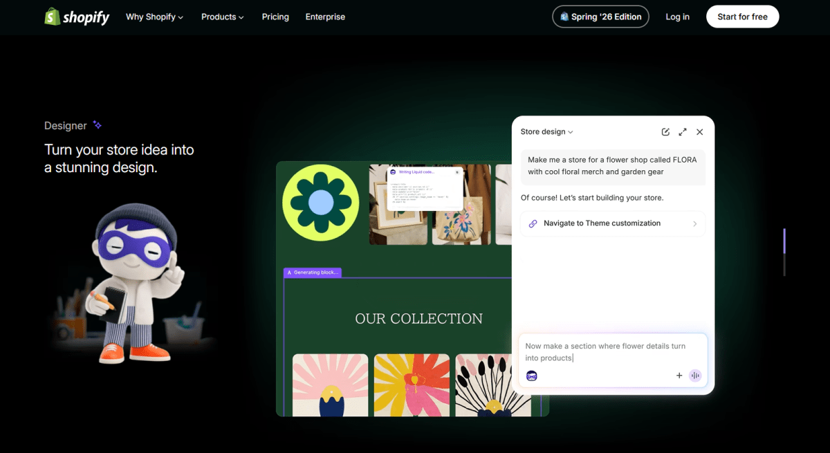 Shopify Sidekick page screenshot