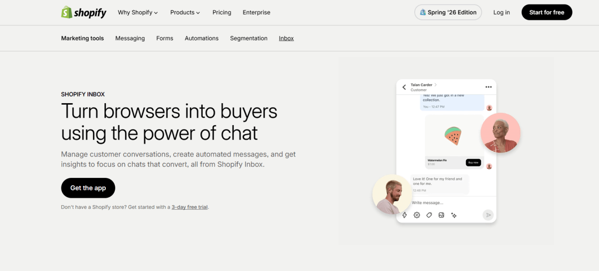 Shopify Inbox: AI-Powered Customer Support page