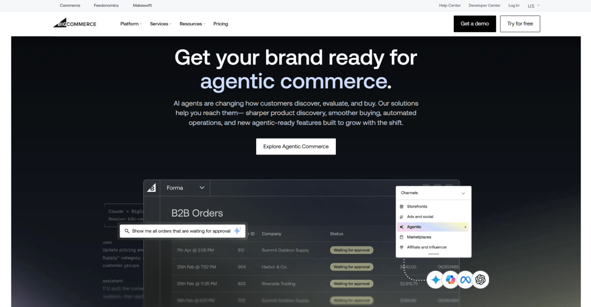 BigCommerce homepage