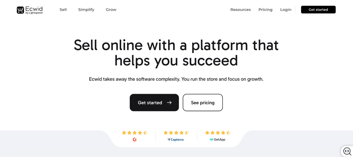 Ecwid homepage