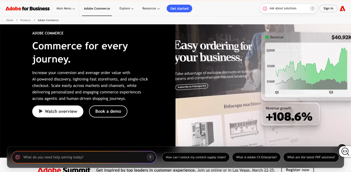 Adobe Commerce homepage