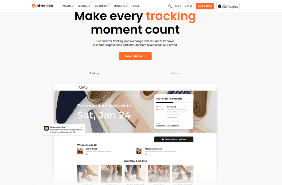 AfterShip homepage