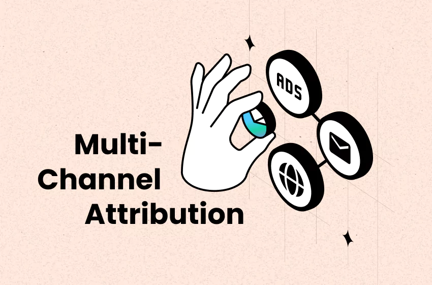 Hand pointing at ads icons for multi-channel attribution an easy guide for merchants 2025 - by TrueProfit