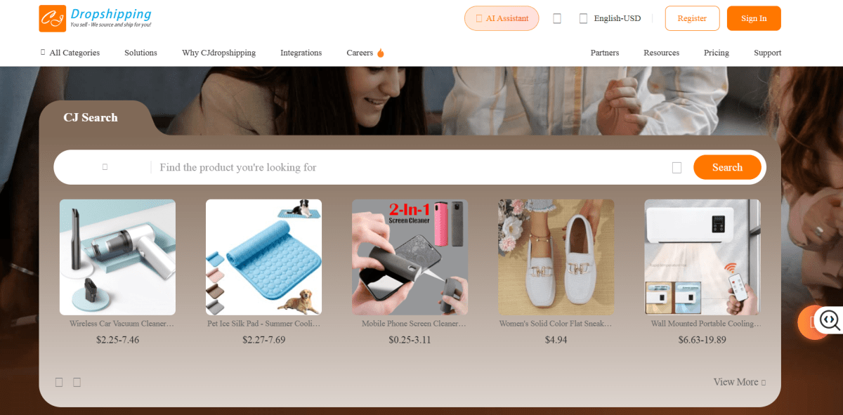 CJdropshipping homepage
