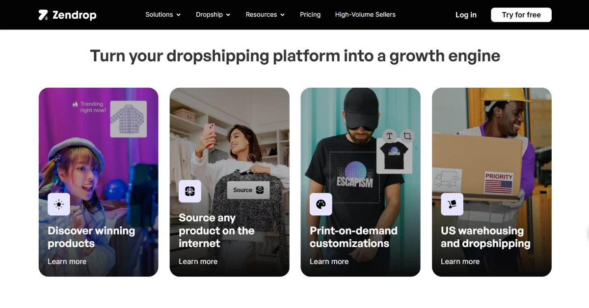Zendrop homepage