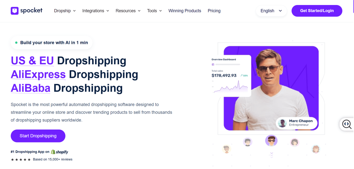 Spocket homepage