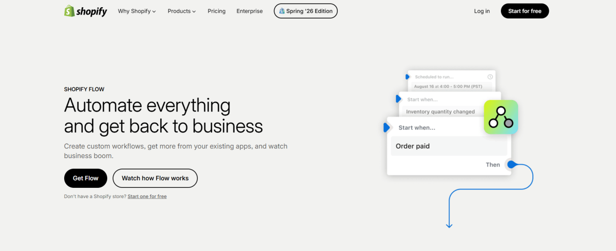 Shopify Flow homepage