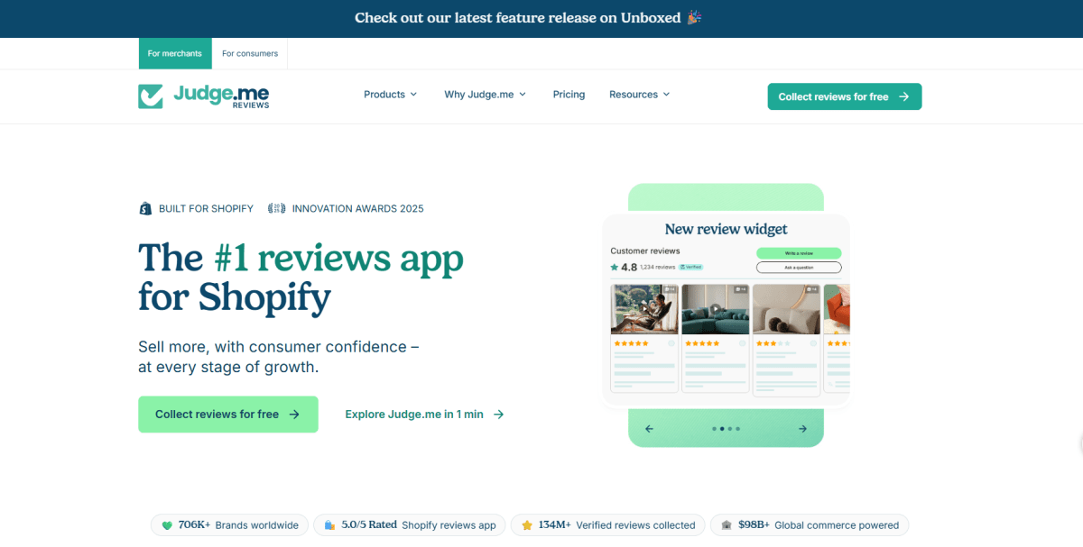Judge.me homepage