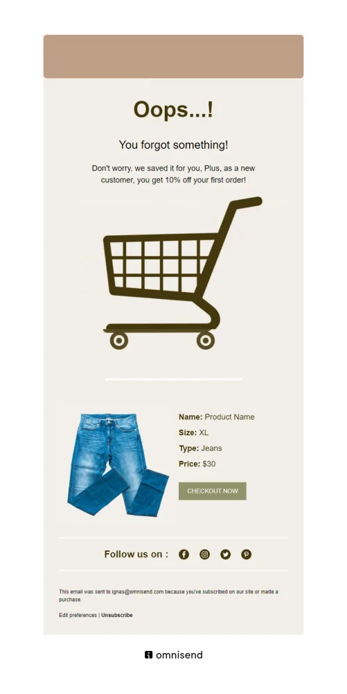 Abandoned Cart Recovery flow example