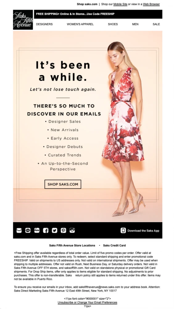 Customer Winback email flow example