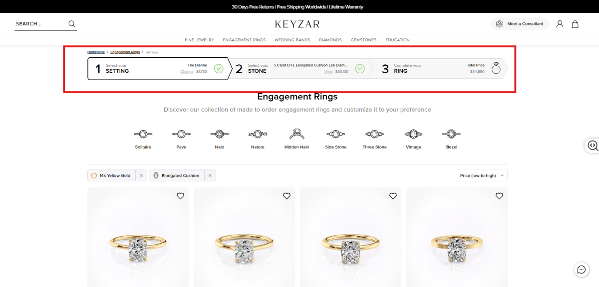Keyzar Jewelry ring finder example