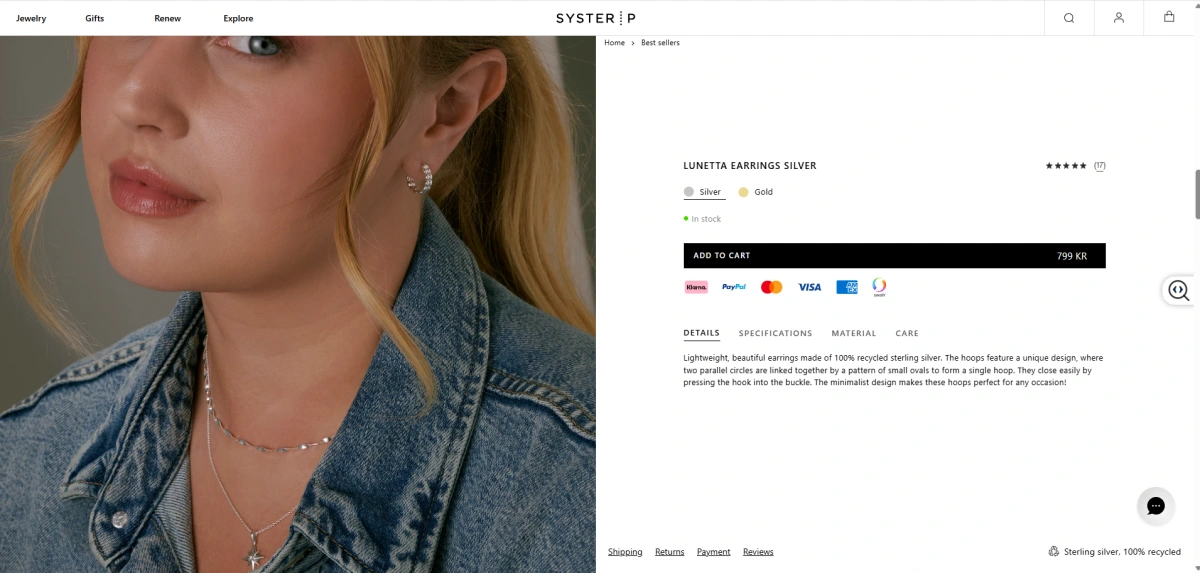 Syster P product page imagery example