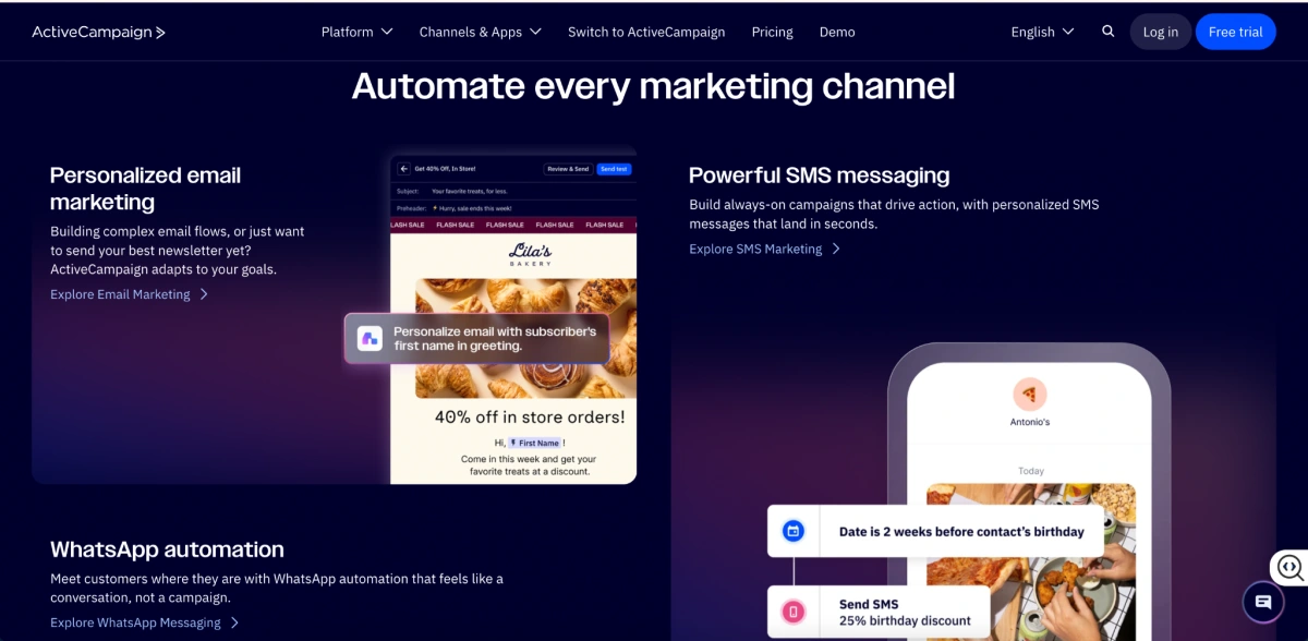 ActiveCampaign homepage