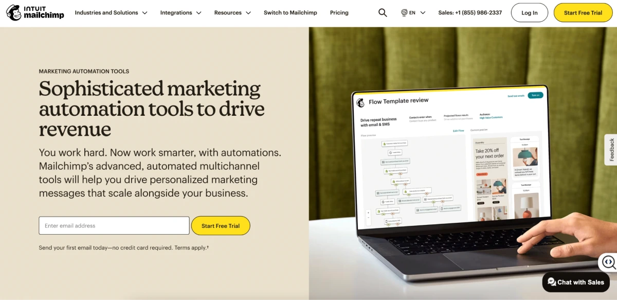 Mailchimp homepage