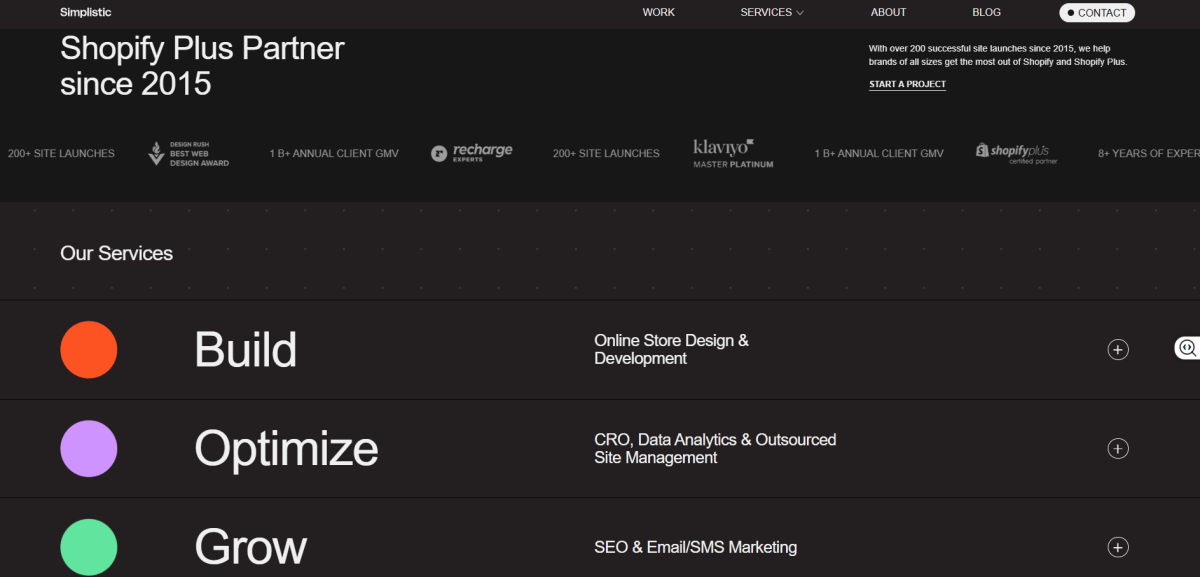 Simplistic homepage